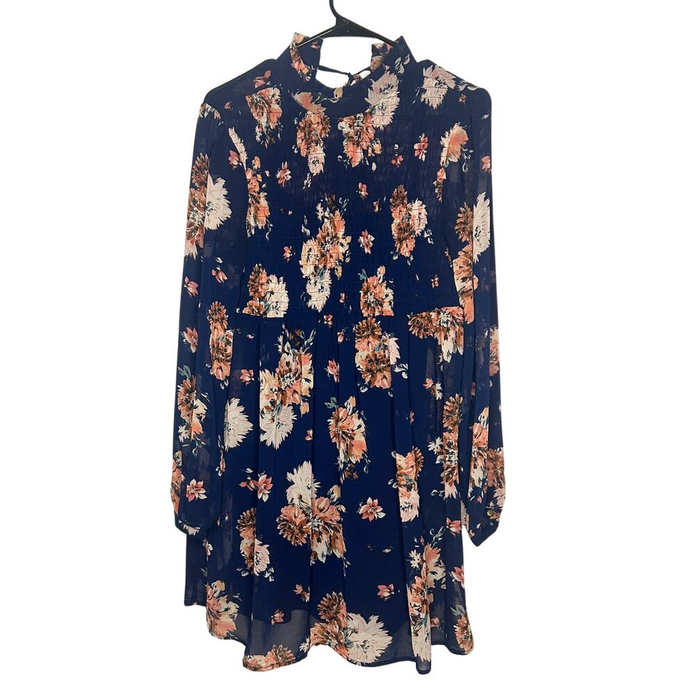 As U Wish M Floral Smocked Chiffon Mini Dress Cottagecore Coquette Fairycore
